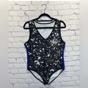 NBA Golden State Warriors Women’s Bodysuit | Size XL | Black White Splatter Zip